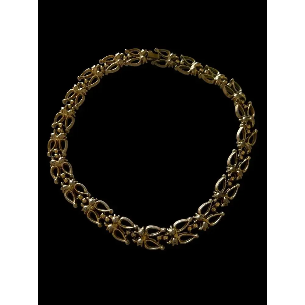 Rhinestone Collar Necklace Gold Tone Mid Century Vintage Wedding 15”